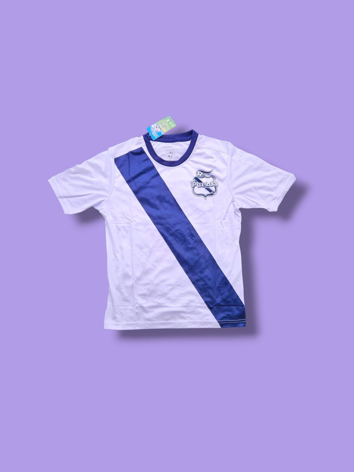 Playera conjunto Puebla Blanco y Azul Niño Caskarita Premium
