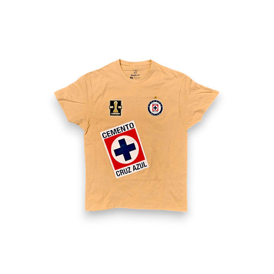 Playera Cruz Azúl Beige Premium Caskarita
